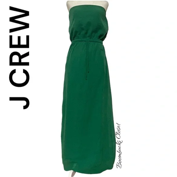 J. Crew | Dresses | J Crew Maxi Tube Dress Green Strapless Dress Small |  Poshmark